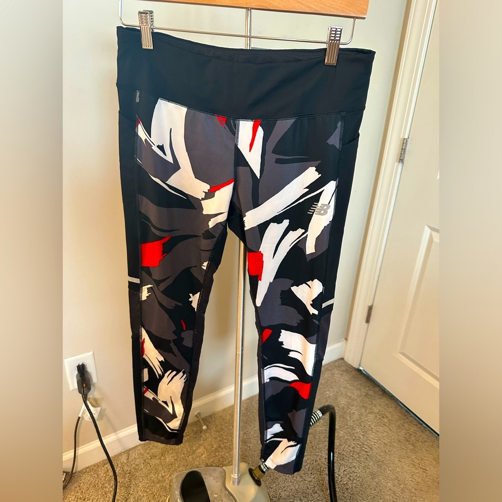 Black, Red, And White Camo Impact Capri Leggings